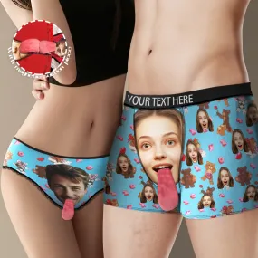 Custom Face Underwear Personalised Magnetic Tongue Underwear Love Bear Valentine's Gifts for Couple