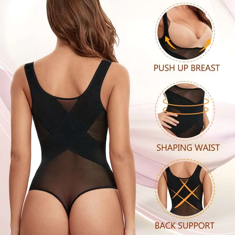 1 Piece Mesh Bodysuit Seamless Full Body Shaper Waist Tummy Control Underwear Underbust Corset Shapewear