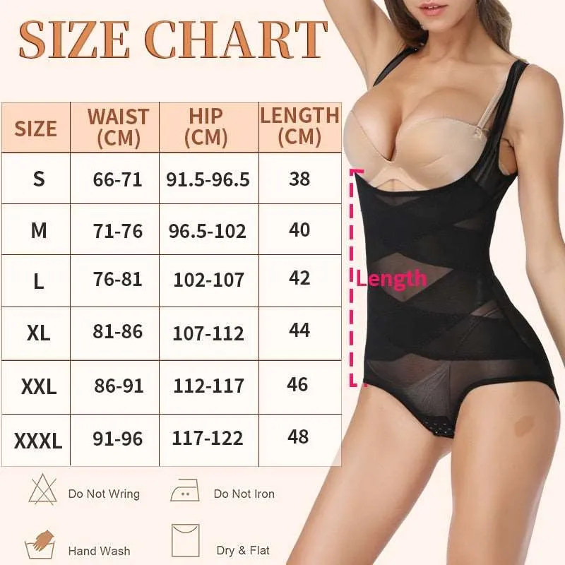 1 Piece Mesh Bodysuit Seamless Full Body Shaper Waist Tummy Control Underwear Underbust Corset Shapewear