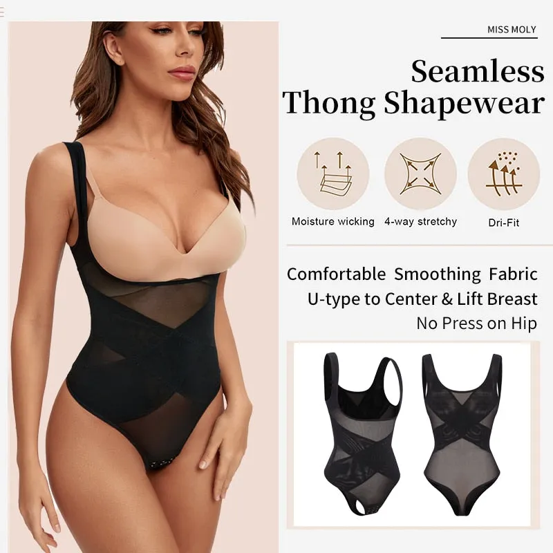 1 Piece Mesh Bodysuit Seamless Full Body Shaper Waist Tummy Control Underwear Underbust Corset Shapewear