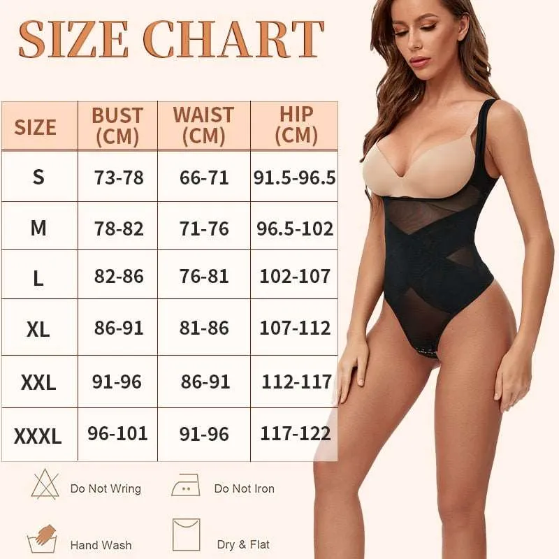 1 Piece Mesh Bodysuit Seamless Full Body Shaper Waist Tummy Control Underwear Underbust Corset Shapewear