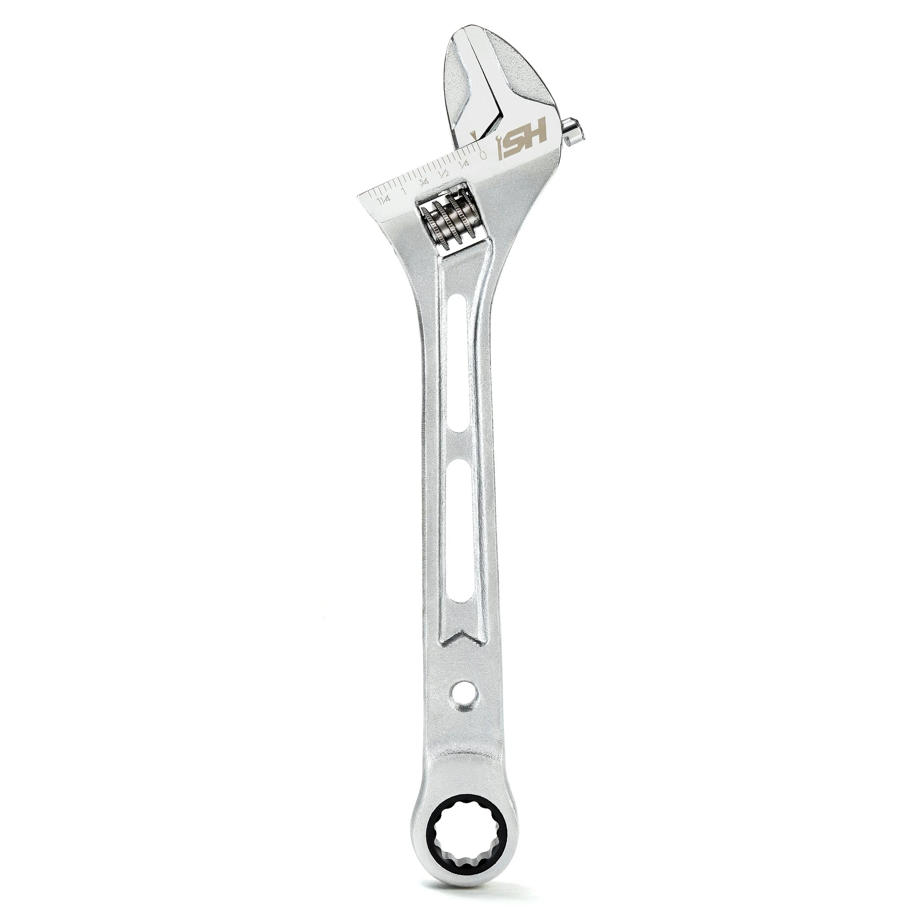 10 in. Wide Mouth Adjustable Wrench with 17 mm. Ratcheting End