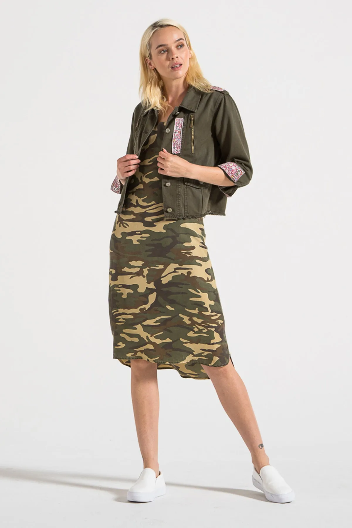 100% Silk dress in Army Camo