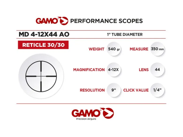 16105      ~ GAMO 4-12X44AO MD SCOPE