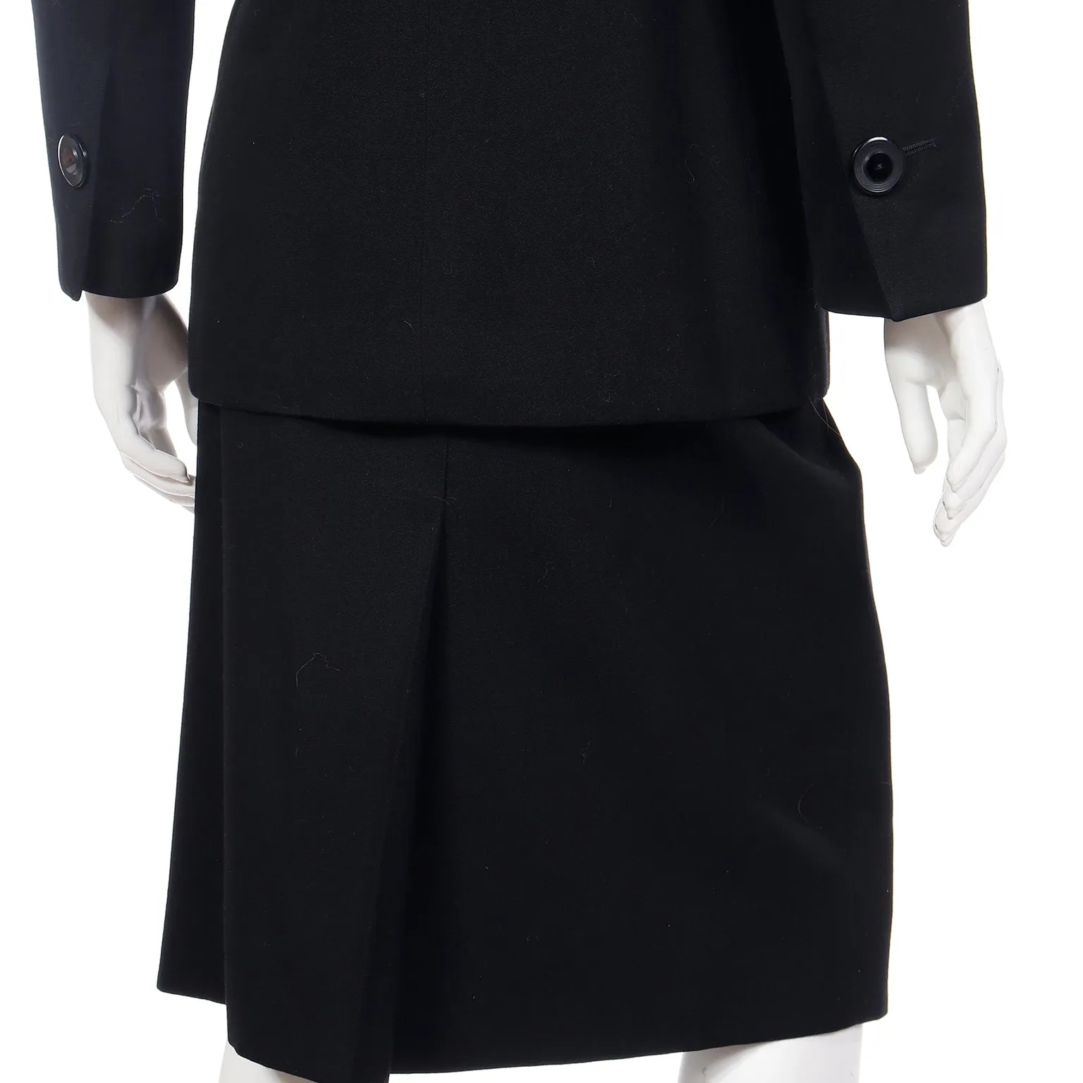 1987 YSL Yves Saint Laurent Black Double Breasted Jacket & Skirt Suit