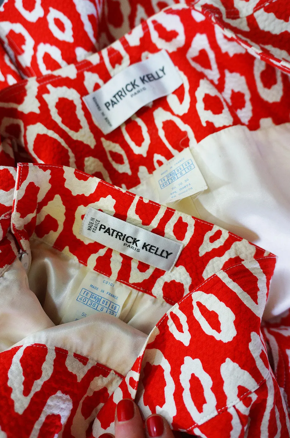 1989 Rare Red Print Patrick Kelly Suit