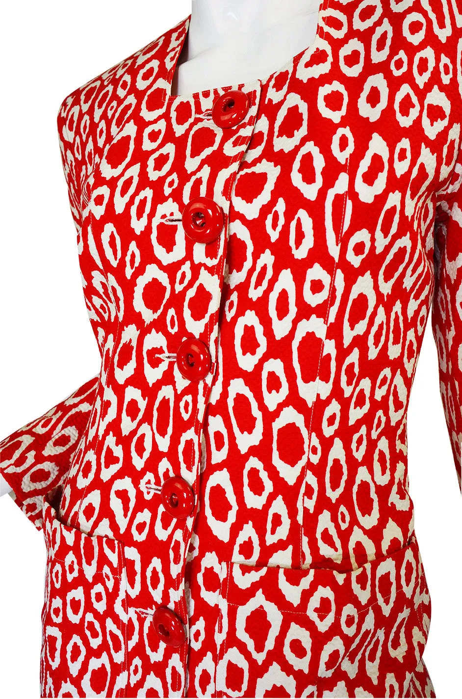 1989 Rare Red Print Patrick Kelly Suit