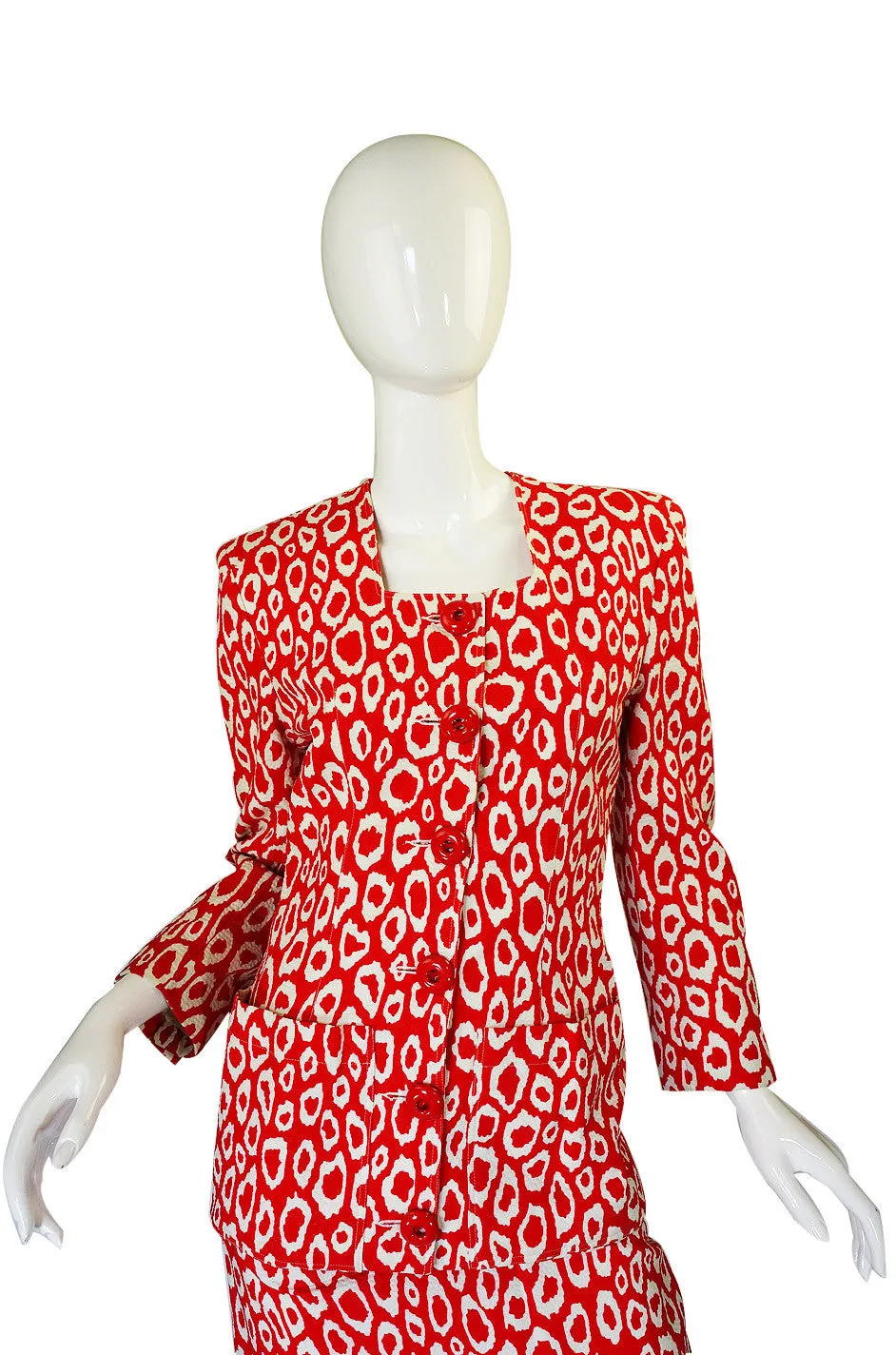 1989 Rare Red Print Patrick Kelly Suit