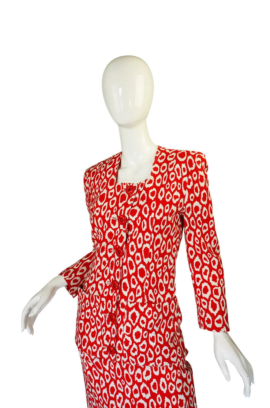 1989 Rare Red Print Patrick Kelly Suit