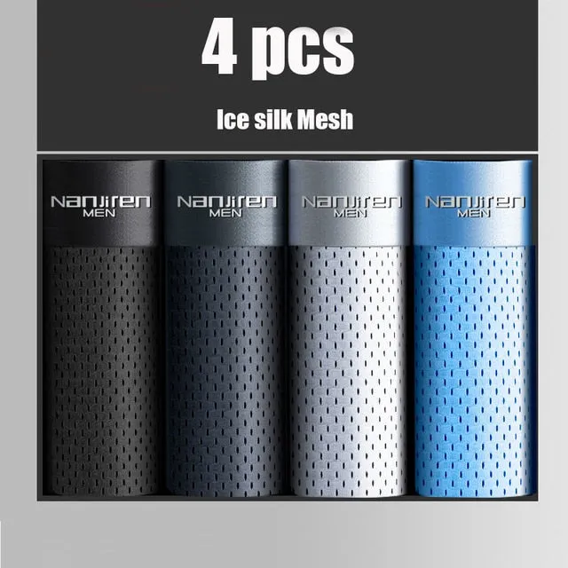 4 Pieces of Pack Solid Ice Silk Mesh Boxer