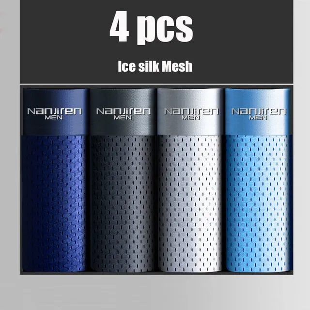 4 Pieces of Pack Solid Ice Silk Mesh Boxer