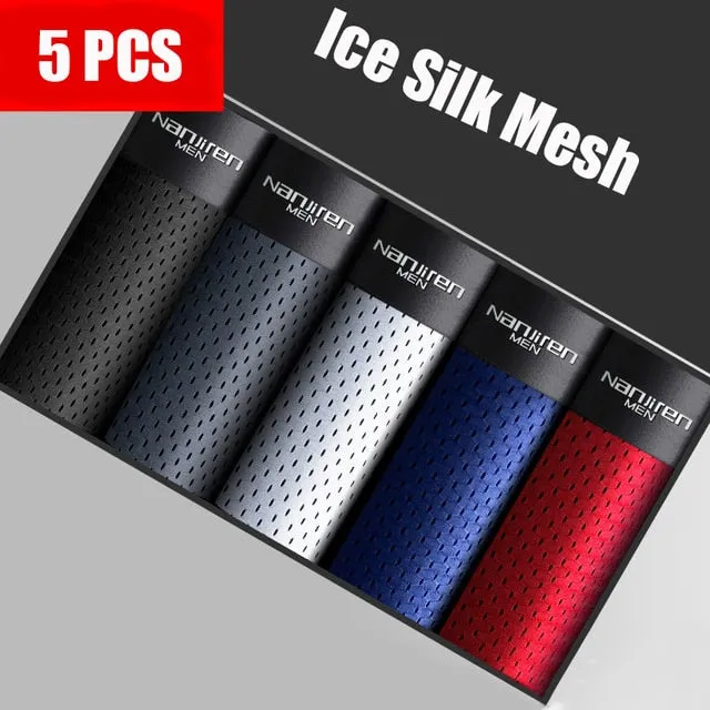 4 Pieces of Pack Solid Ice Silk Mesh Boxer