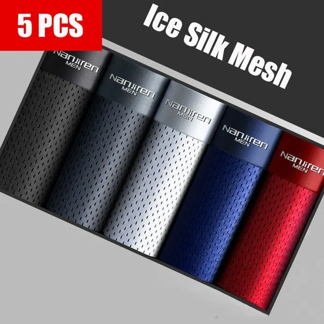 4 Pieces of Pack Solid Ice Silk Mesh Boxer