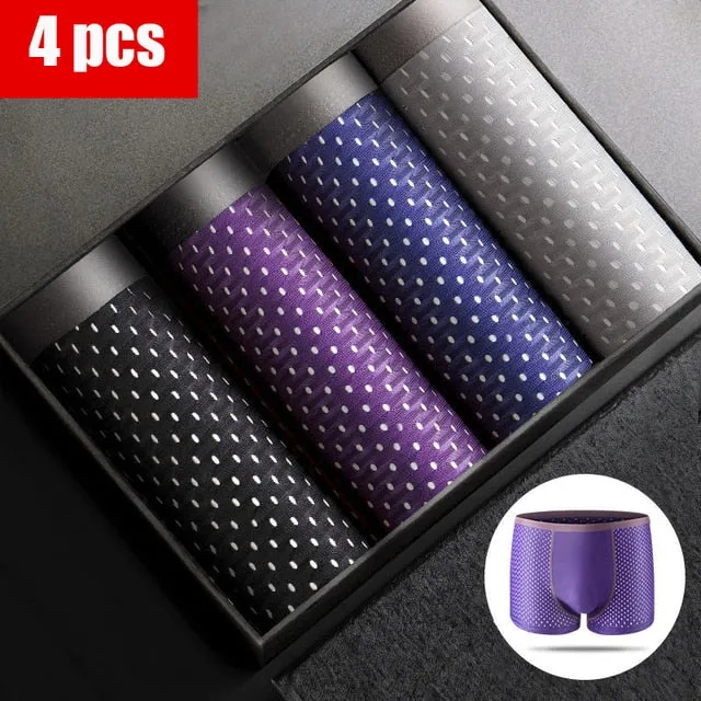 4 Pieces of Pack Solid Ice Silk Mesh Boxer