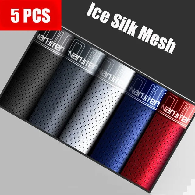 4 Pieces of Pack Solid Ice Silk Mesh Boxer