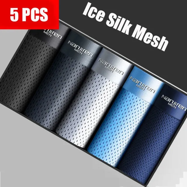 4 Pieces of Pack Solid Ice Silk Mesh Boxer