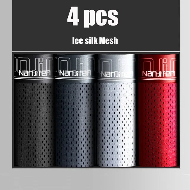 4 Pieces of Pack Solid Ice Silk Mesh Boxer