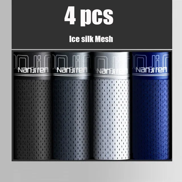 4 Pieces of Pack Solid Ice Silk Mesh Boxer