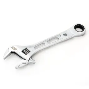 8 in. Wide Mouth Adjustable Wrench with 17 mm. Ratcheting End