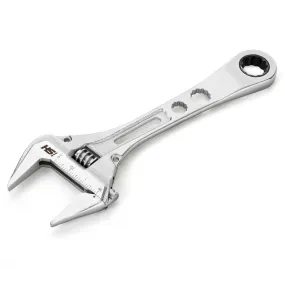 8 in. Wide Mouth Adjustable Wrench with Ratcheting End