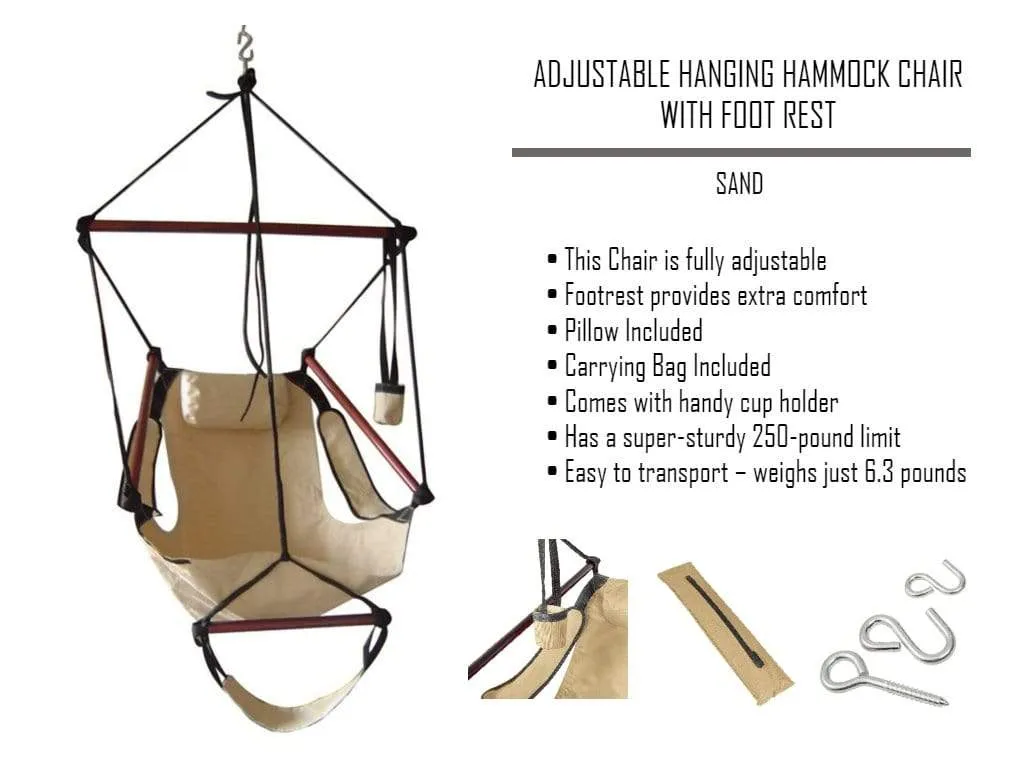 Adjustable Hanging Hammock Chair with Foot Rest