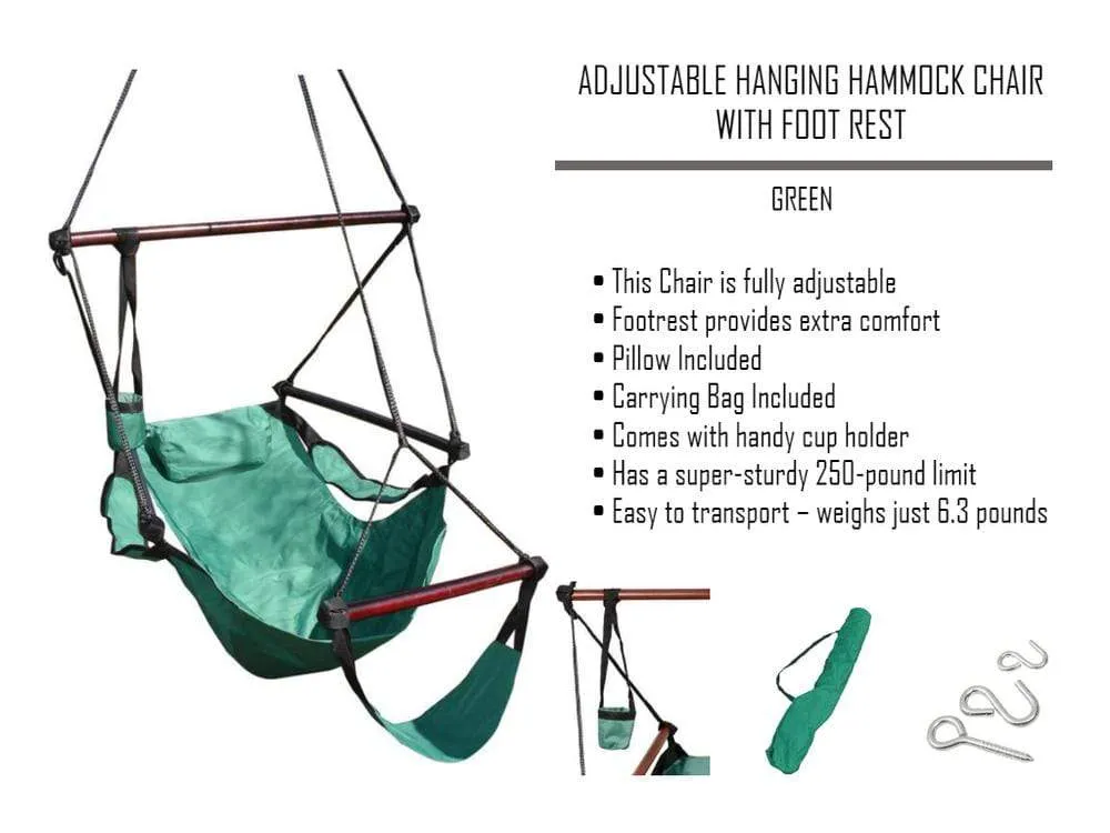 Adjustable Hanging Hammock Chair with Foot Rest