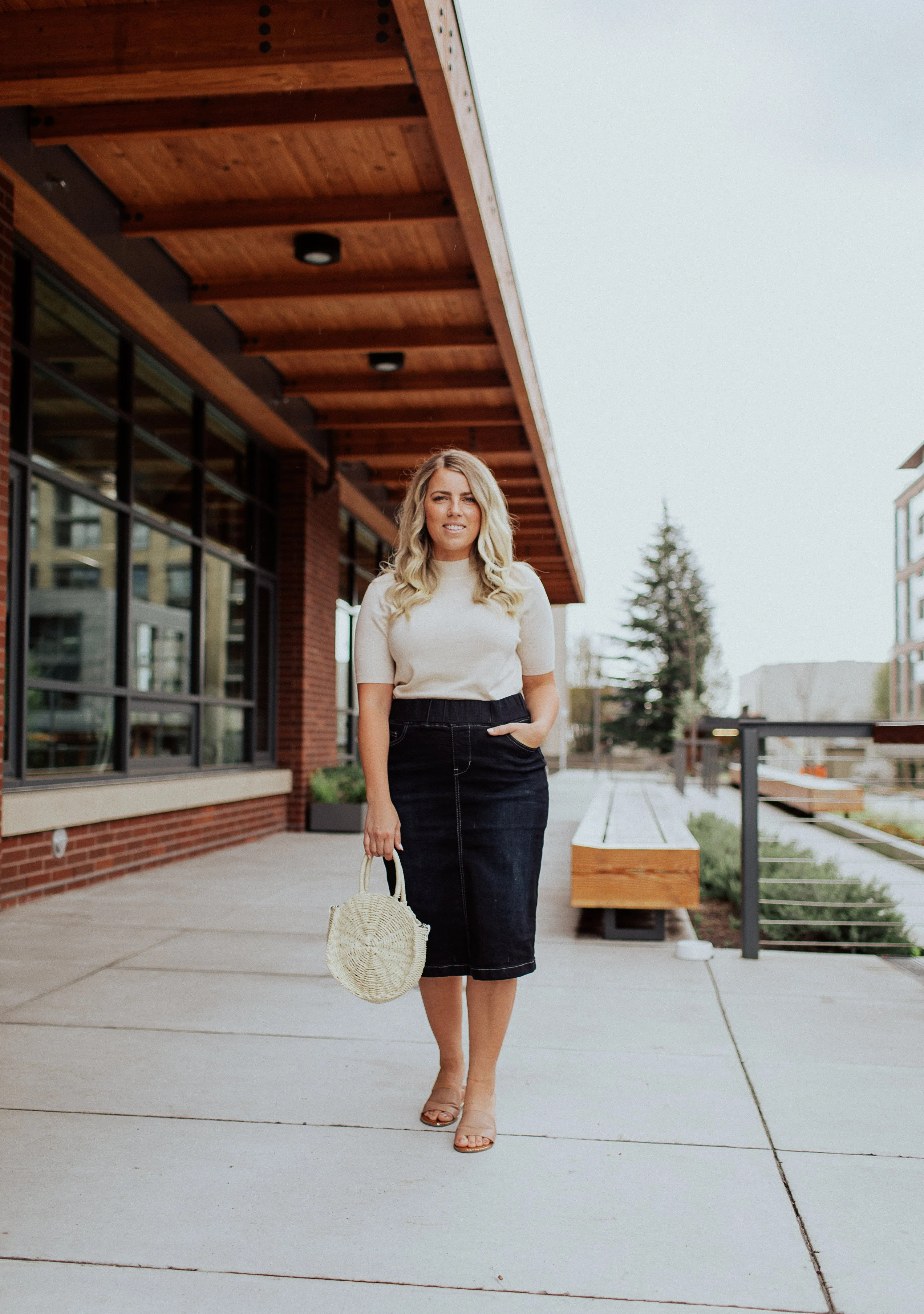 All Day Every Day Denim Skirt in  Vintage Wash PLUS SIZE