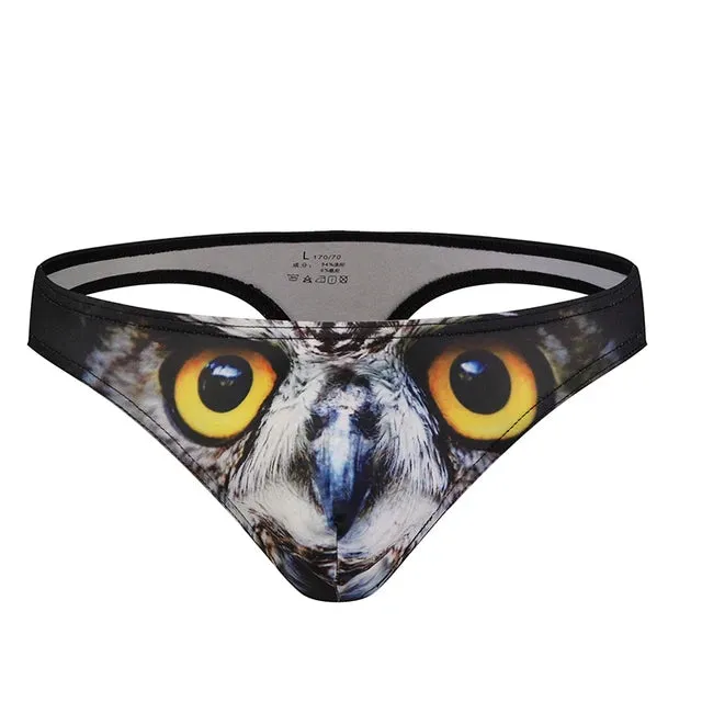 Animal Printed Spandex Low-Rise Briefs