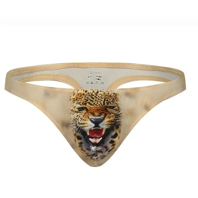 Animal Printed Spandex Low-Rise Briefs