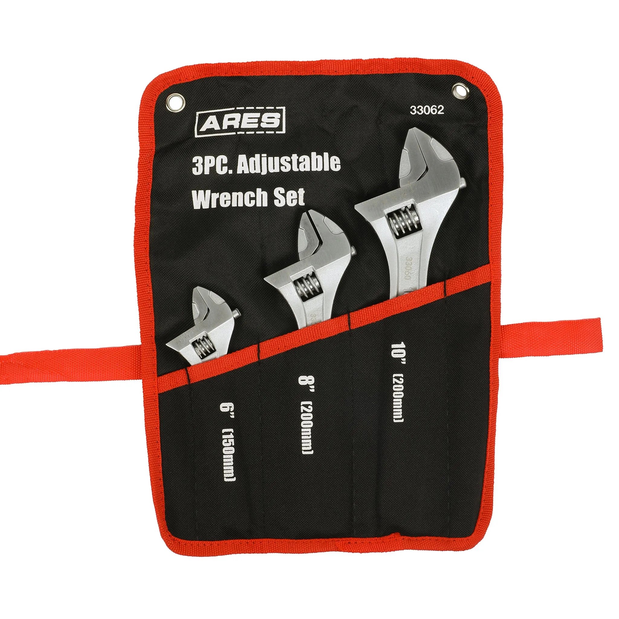 ARES 33062 - 3-Piece Adjustable Wrench Set with Carrying Pouch