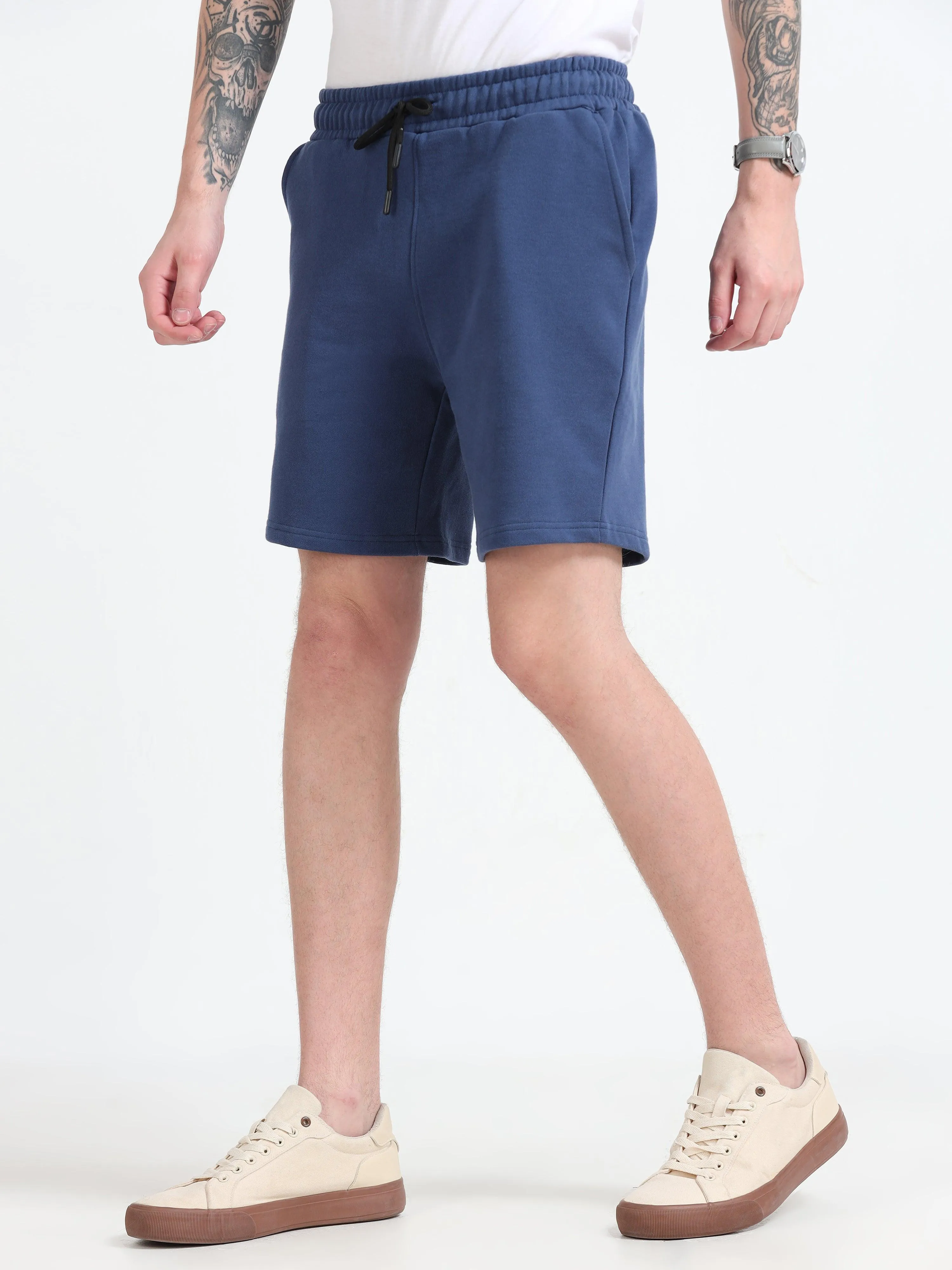 Asheran - Plain Cotton Shorts - Navy Blue