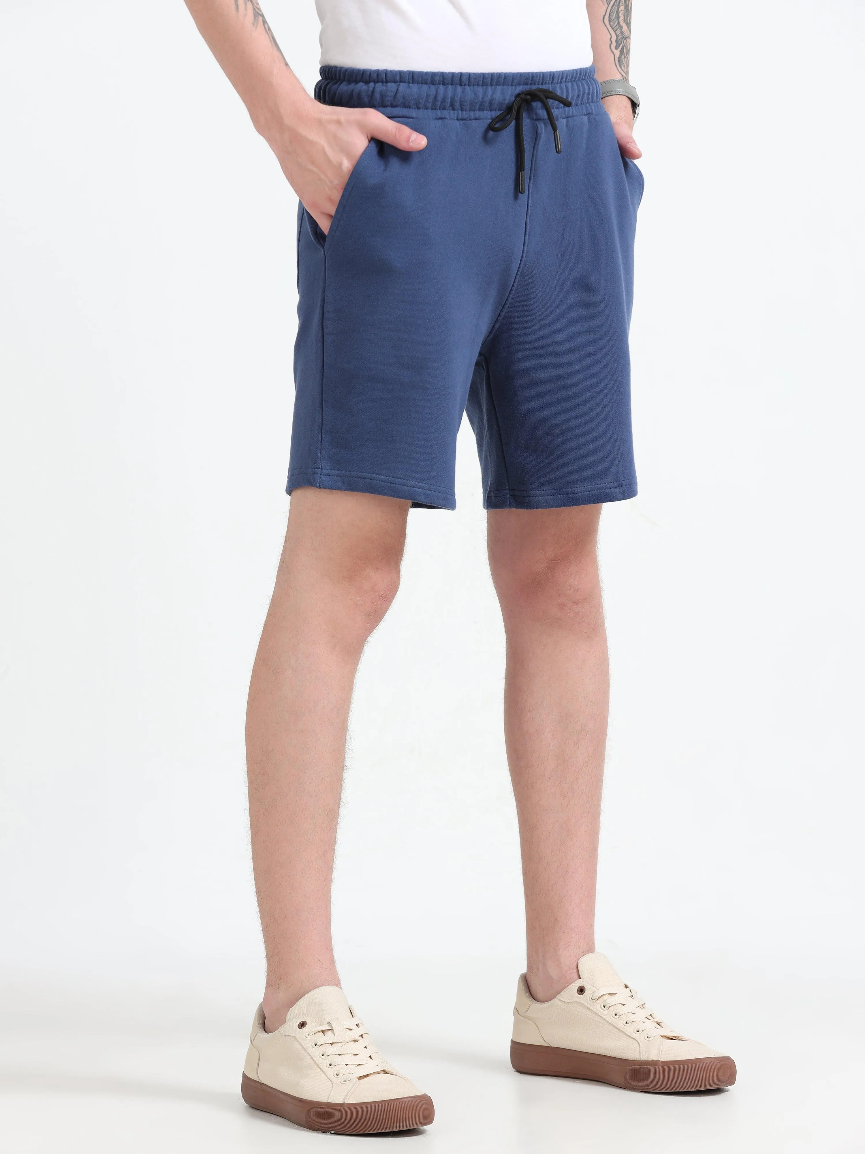 Asheran - Plain Cotton Shorts - Navy Blue