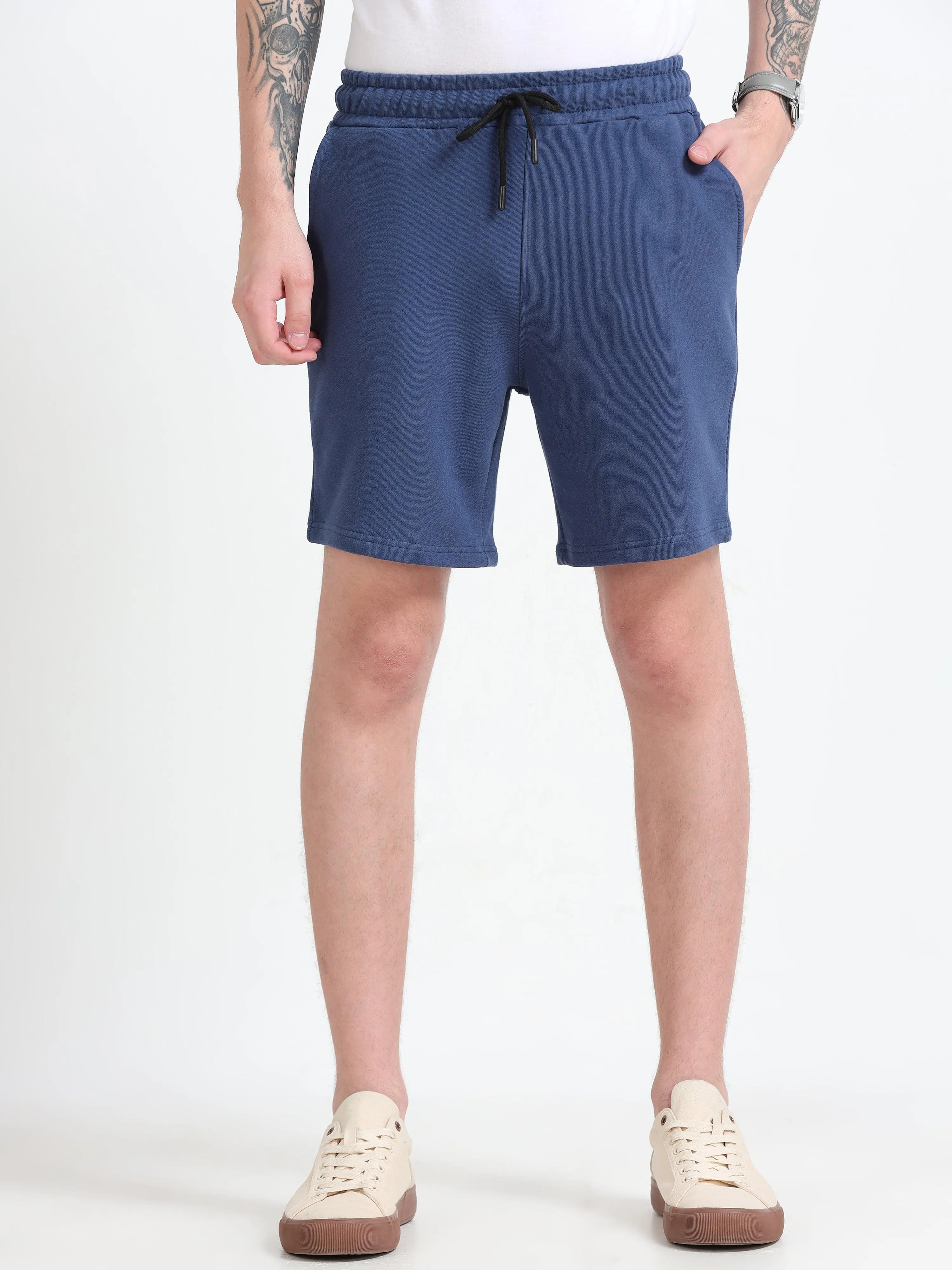 Asheran - Plain Cotton Shorts - Navy Blue