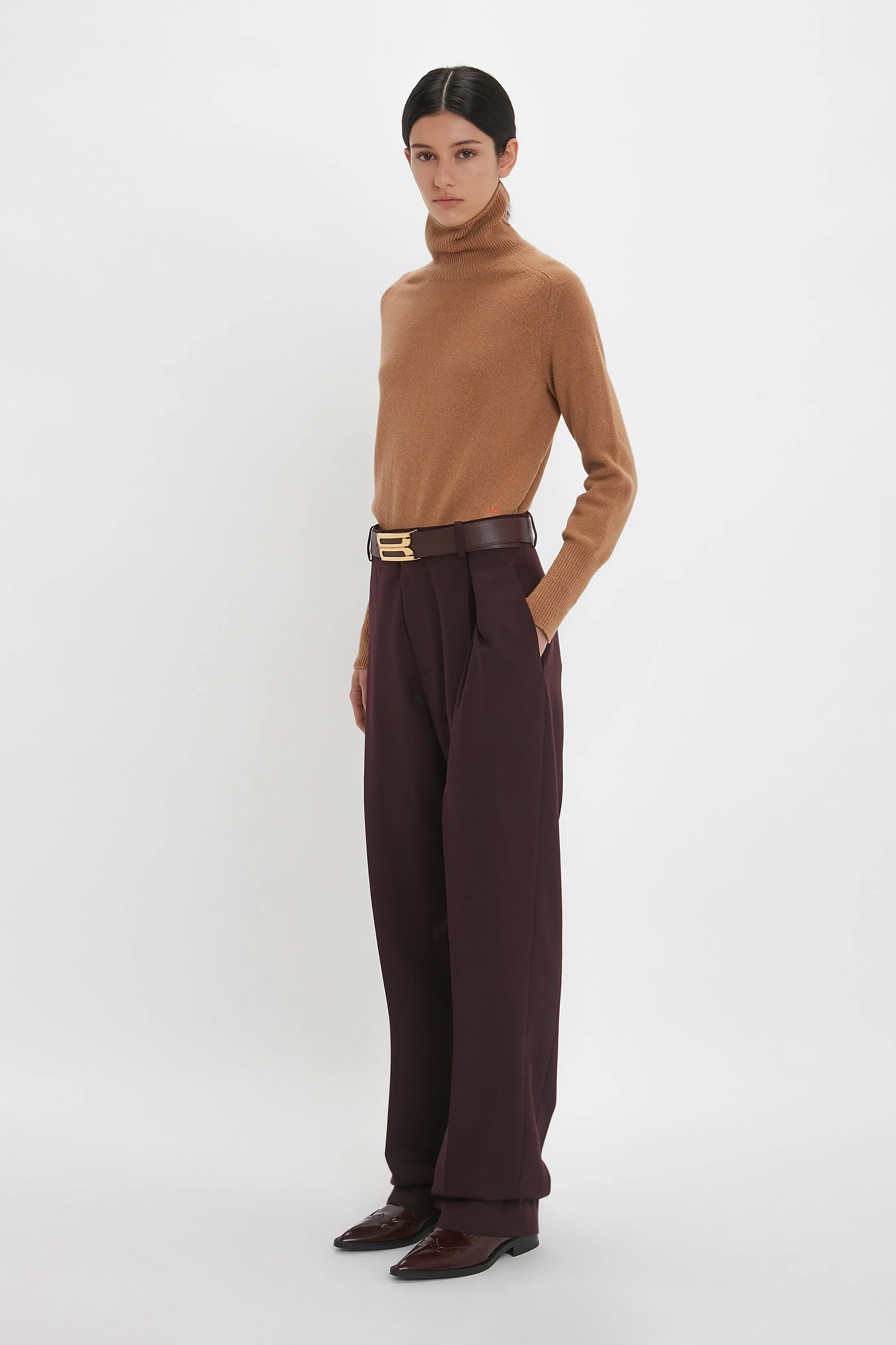 Asymmetric Chino Trouser In Deep Mahogany