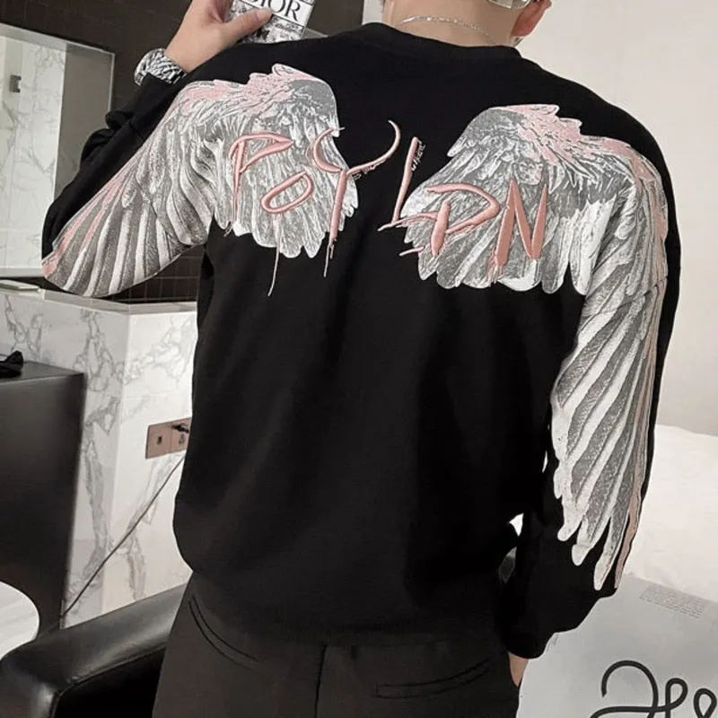 Back Wings and Letter Printed Polyester Knitwear