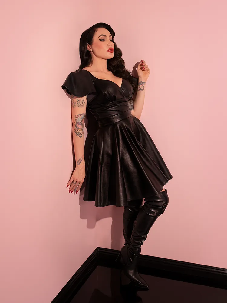 Bad Girl Skater Skirt in Vegan Leather - Vixen by Micheline Pitt