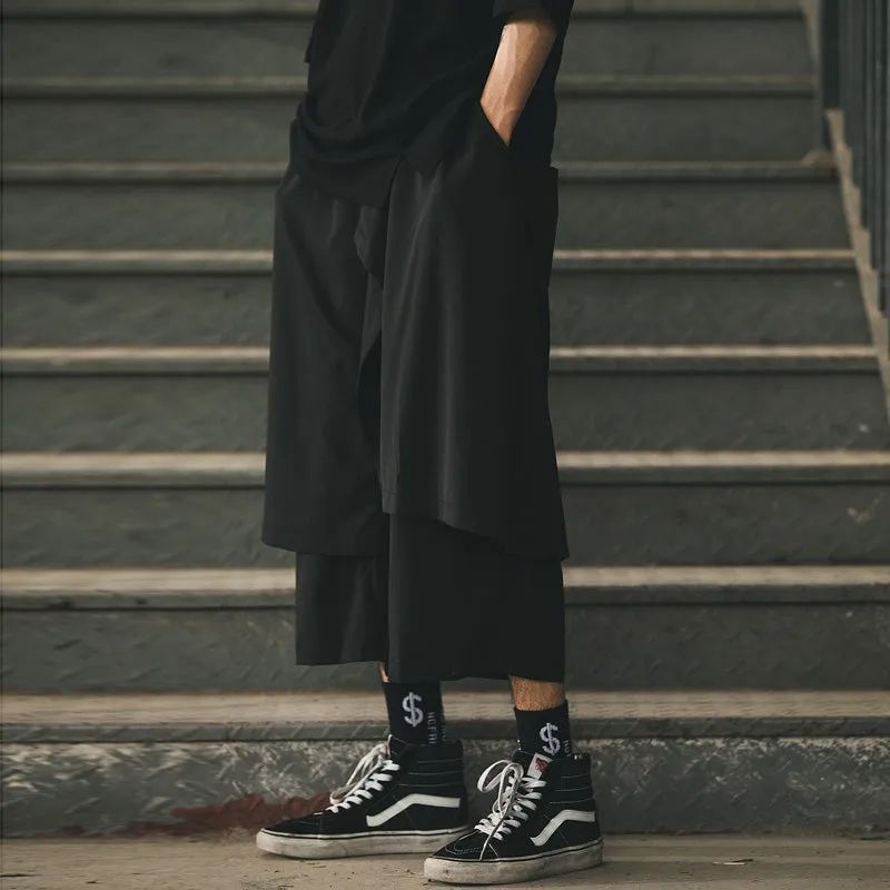 Black Loose Cropped Culottes