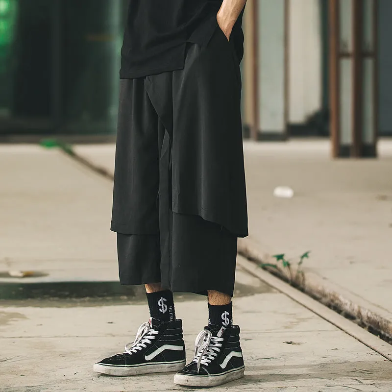 Black Loose Cropped Culottes