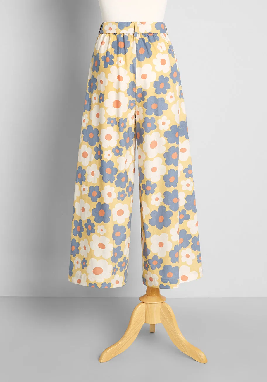 Blooming and Bubbly Wide-Leg Pants