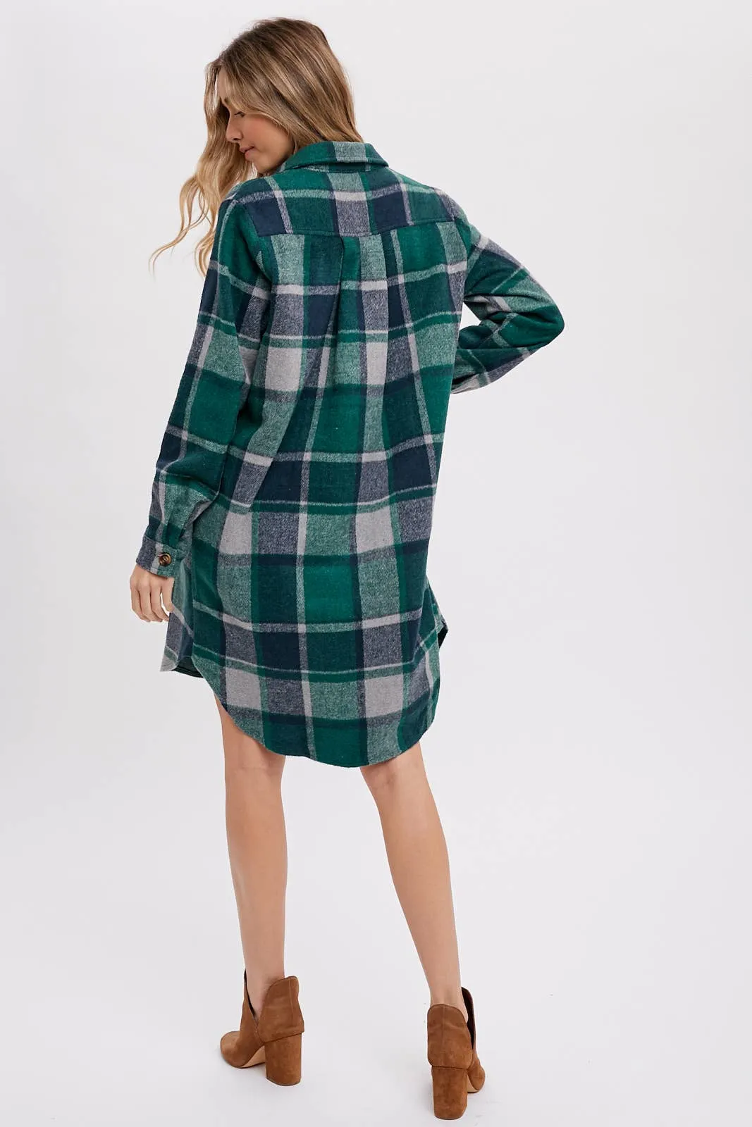 BLUIVY FLANNEL PLAID LONGLINE SHACKET