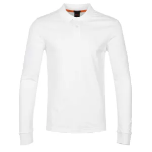 BOSS Passerby Long Sleeve Polo Shirt in White