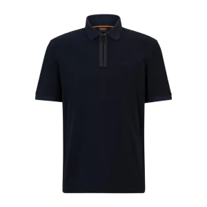 BOSS Pezip Logo Navy Polo Shirt