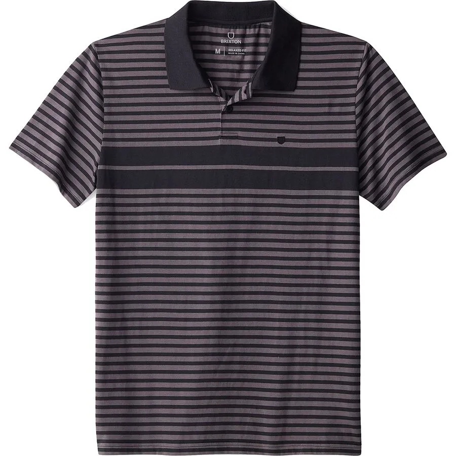 BRIXTON SHIELD STRIPE S/S POLO X KNIT - BLACK/CHARCOAL