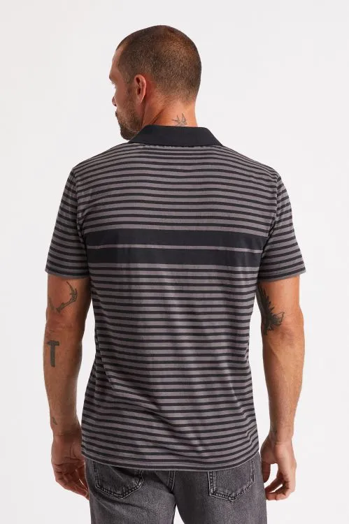 BRIXTON SHIELD STRIPE S/S POLO X KNIT - BLACK/CHARCOAL