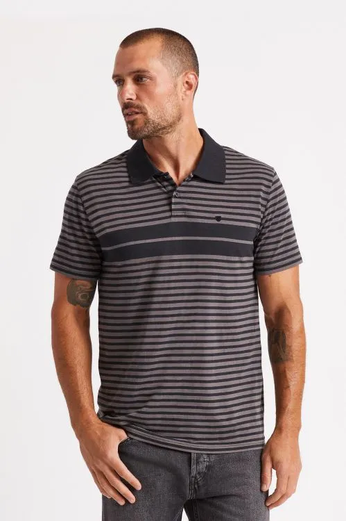 BRIXTON SHIELD STRIPE S/S POLO X KNIT - BLACK/CHARCOAL