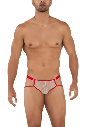 CandyMan 99730 Lace Jockstrap Color Beige-Red