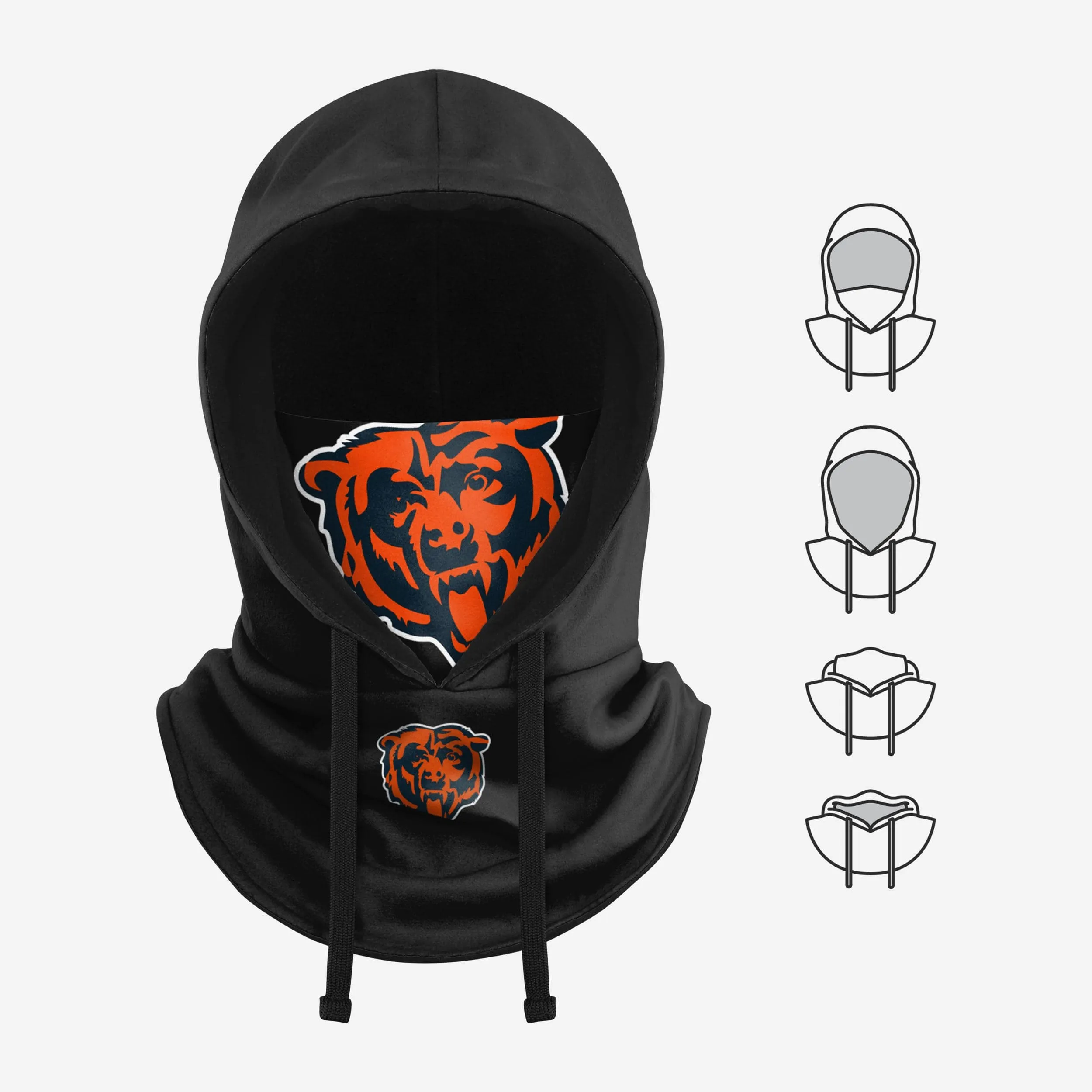 Chicago Bears Black Drawstring Hooded Gaiter