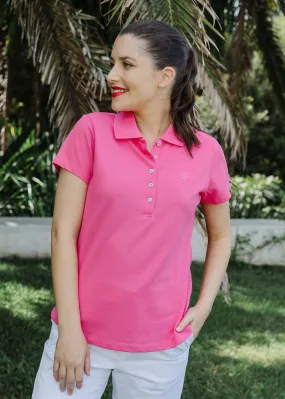 Cotton Fitted Polo Bright Pink