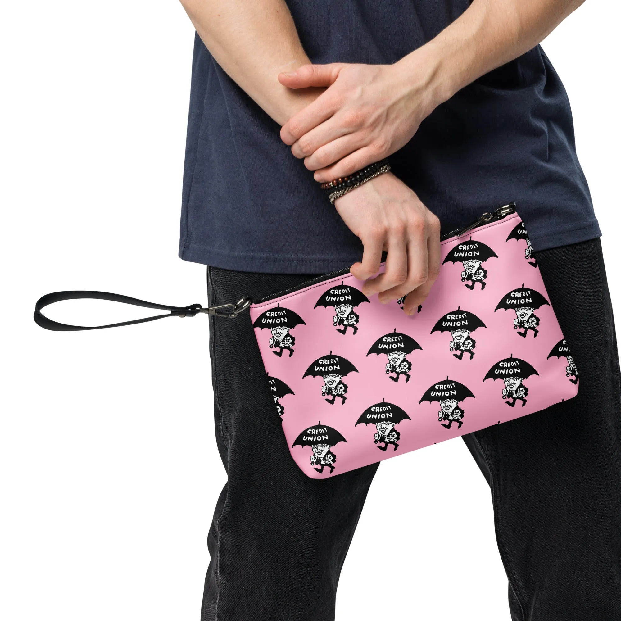 Credit Union Umbrella Man Crossbody Bag (Pink)