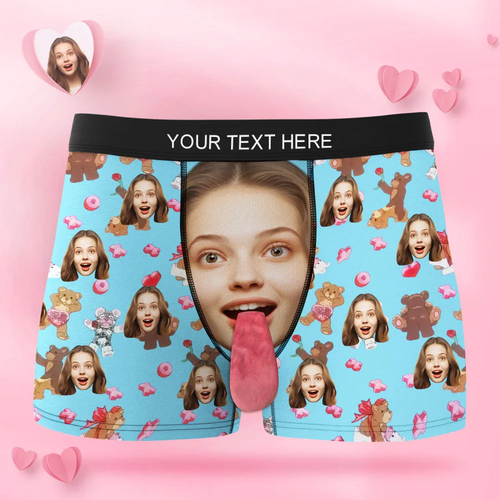 Custom Face Underwear Personalised Magnetic Tongue Underwear Love Bear Valentine's Gifts for Couple